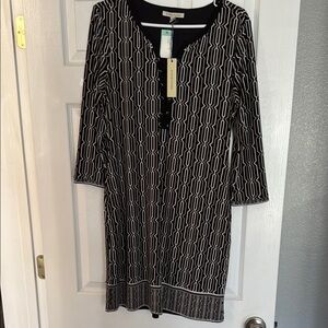 Geometric Black and White Dress